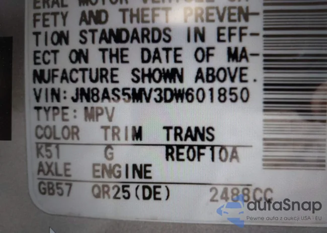 JN8AS5MV3DW601850: 40263250