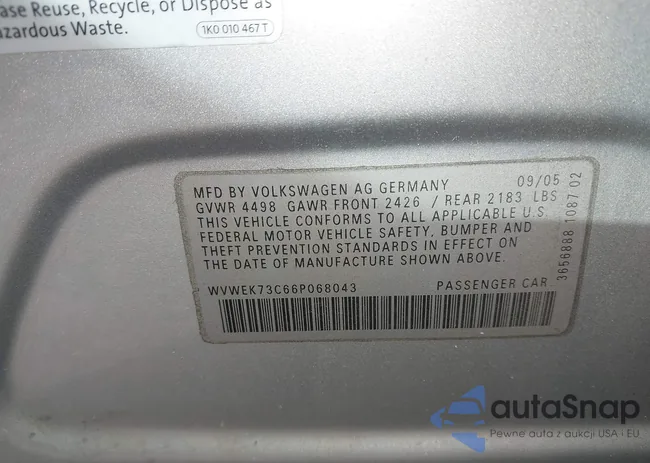 WVWEK73C66P068043: 40262803