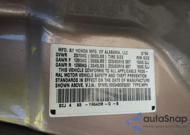 5FNRL18934B085057: 40266718