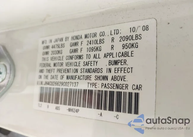 JH4CU26629C027137: 40267765