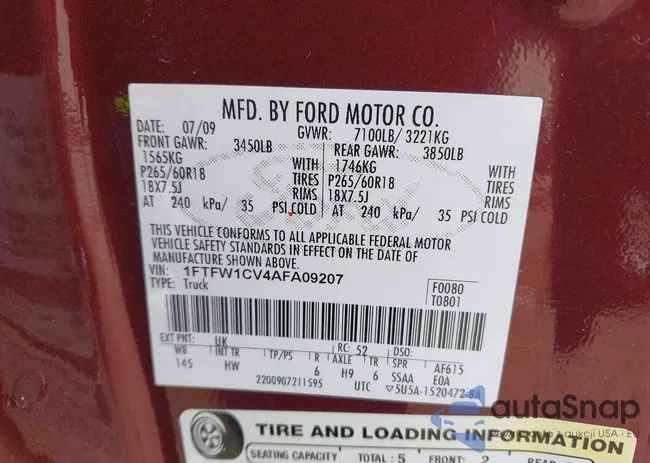 1FTFW1CV4AFA09207: 40266824