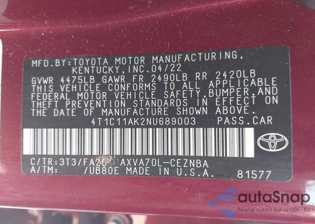 4T1C11AK2NU689003: 40270201