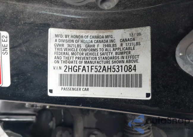 2HGFA1F52AH531084: 40270024