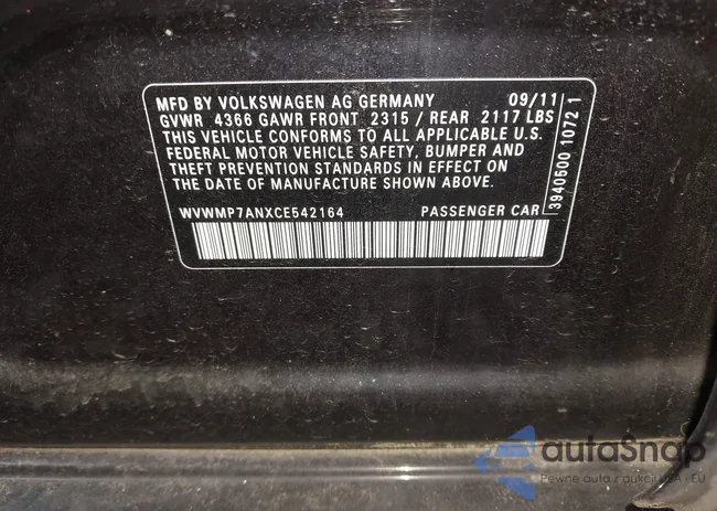 WVWMP7ANXCE542164: 40271472