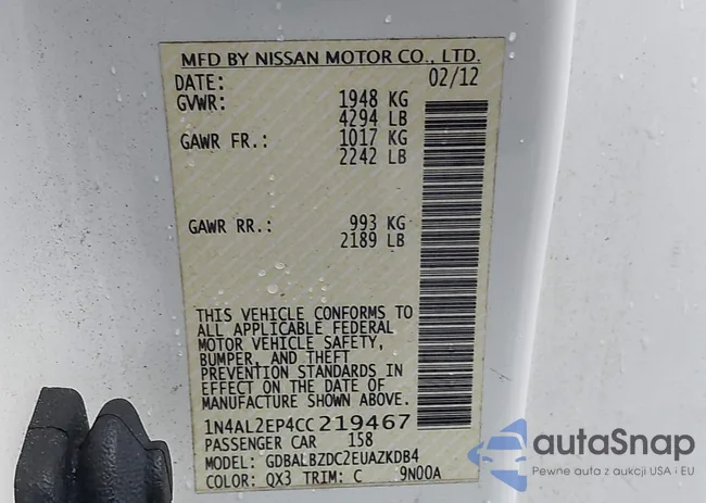 1N4AL2EP4CC219467: 40270901