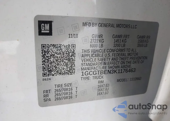 1GCGTBEN3K1176463: 40275501