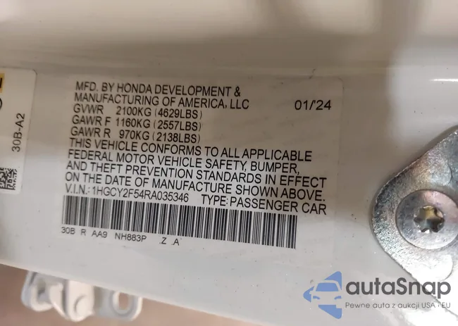 1HGCY2F54RA035346: 40274949