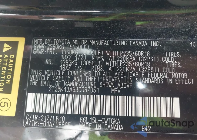 2T2BK1BA6BC087051: 40276755