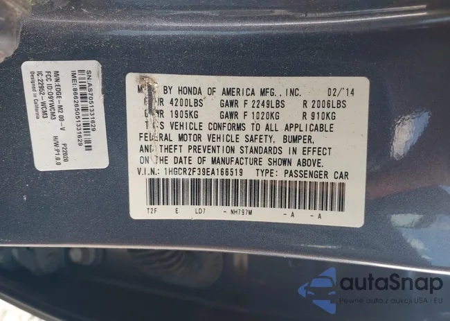 1HGCR2F39EA166519: 40281471