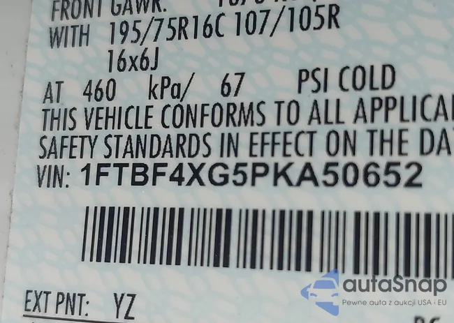 1FTBF4XG5PKA50652: 40280900
