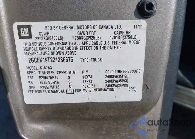 2GCEK19T221236675: 40282197