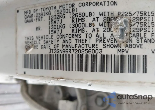 JT3GN86R720256003: 40287213