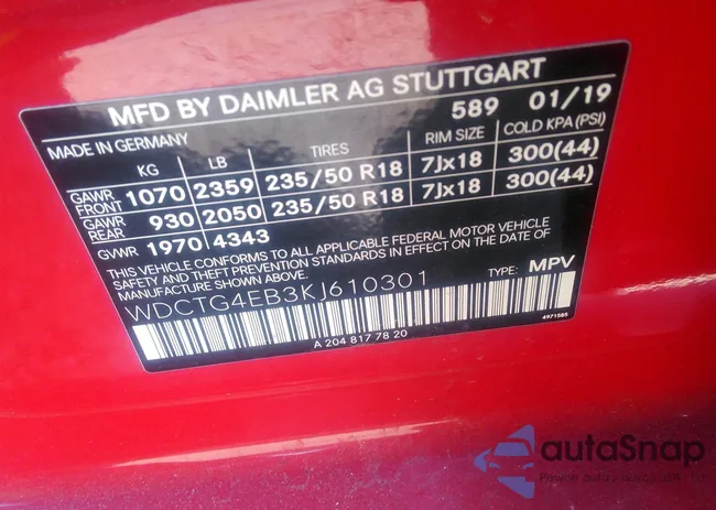 WDCTG4EB3KJ610301: 40290124