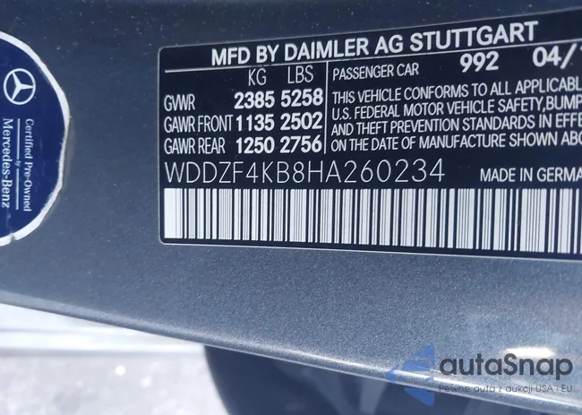 WDDZF4KB8HA260234: 40290597