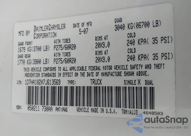 1D7HA182X7J613569: 40290768