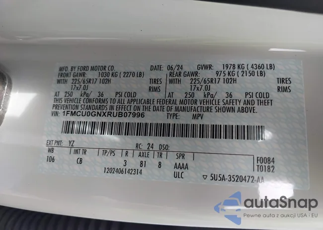 1FMCU0GNXRUB07996: 40290907