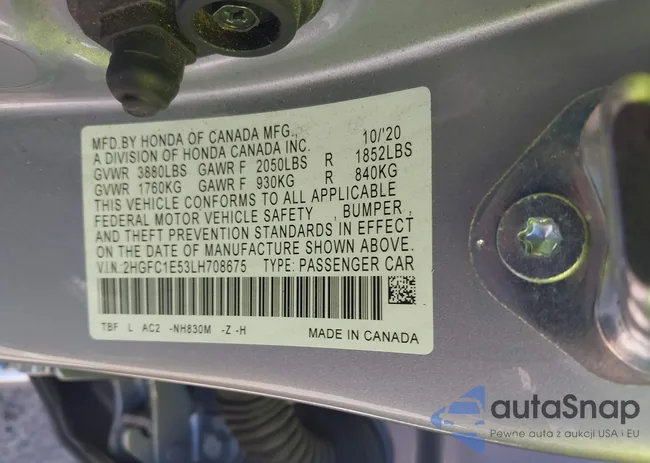 2HGFC1E53LH708675: 40292537