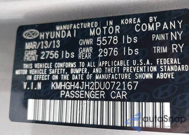 KMHGH4JH2DU072167: 40294960