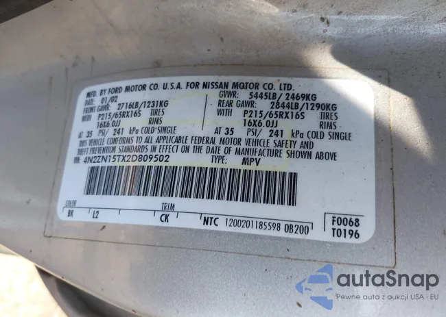 4N2ZN15TX2D809502: 40295950