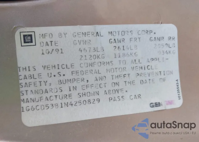 1G6CD53B1N4250829: 40300320