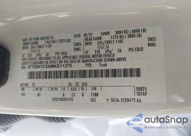 1FTEW1C5XMKE11370: 40300673