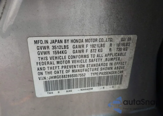 JHMGE88289S057552: 40302088