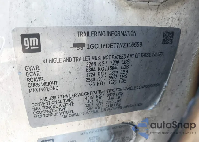 1GCUYDET7NZ116559: 40301800