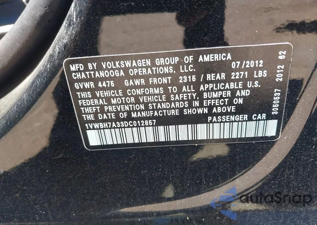 1VWBH7A33DC012857: 40306132