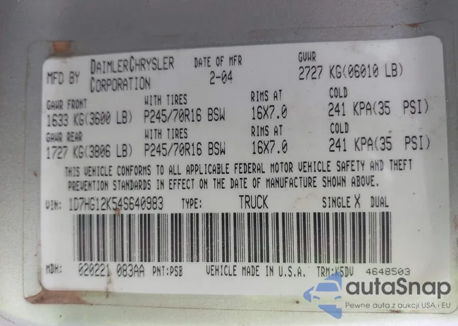 1D7HG12K54S640983: 40305929