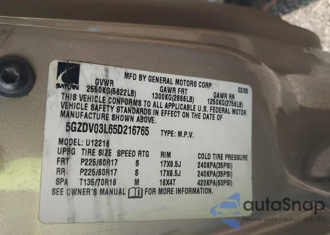 5GZDV03L65D216765: 40307148