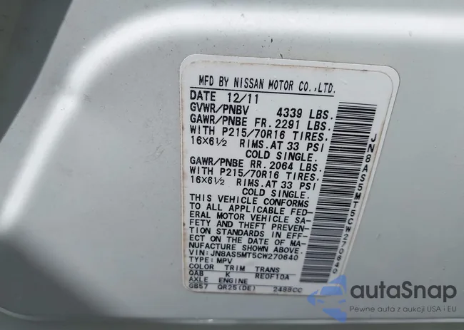 JN8AS5MT5CW270640: 40308993