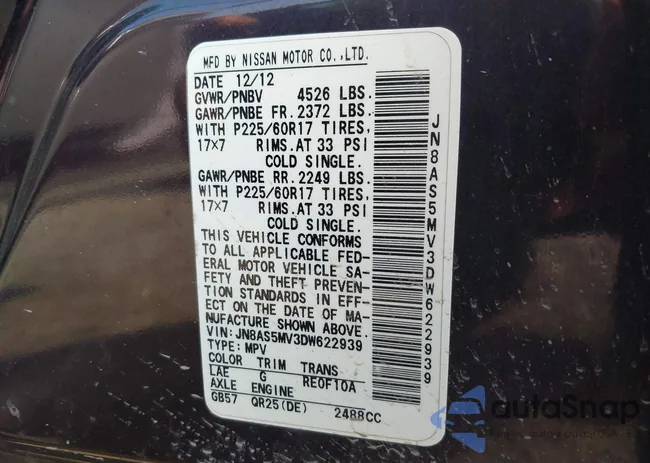 JN8AS5MV3DW622939: 40310008