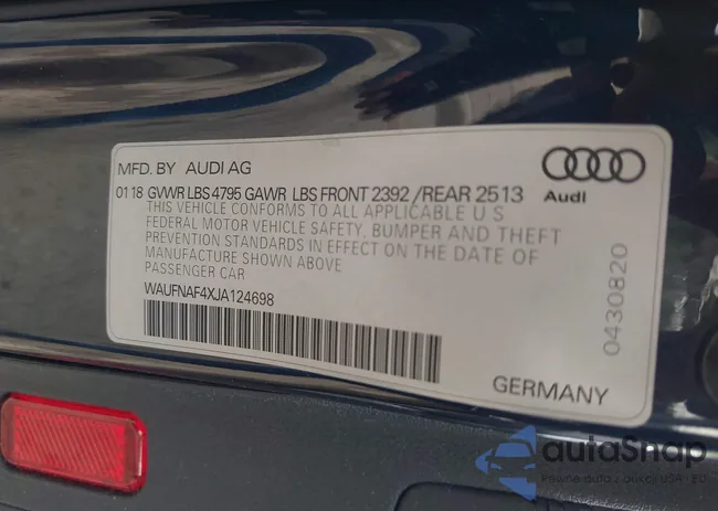 WAUFNAF4XJA124698: 40311398