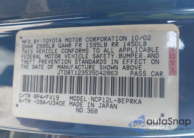 JTDBT123535042863: 40310870