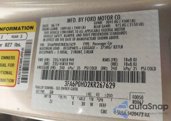 3FA6P0HD2KR267629: 40313037