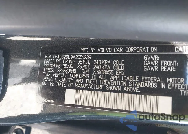 YV4982DL9A2051239: 40315982