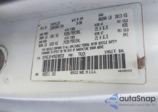 1B7HE16Y4MS238533: 40318927