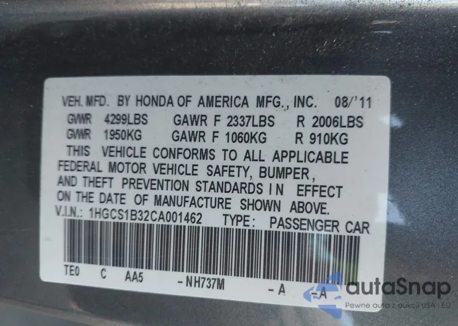 1HGCS1B32CA001462: 40318597