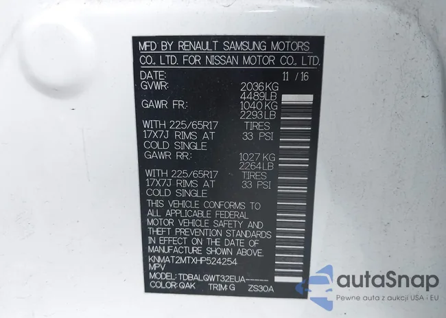 KNMAT2MTXHP524254: 40320920