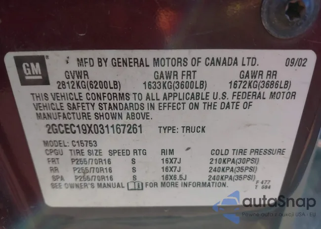 2GCEC19X031167261: 40322716