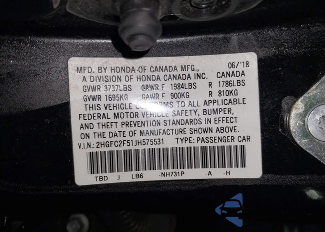 2HGFC2F51JH575531: 40324298