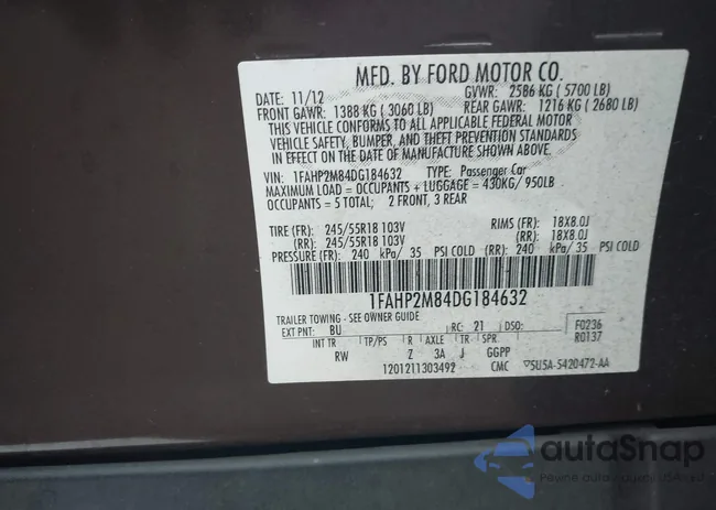 1FAHP2M84DG184632: 40326166