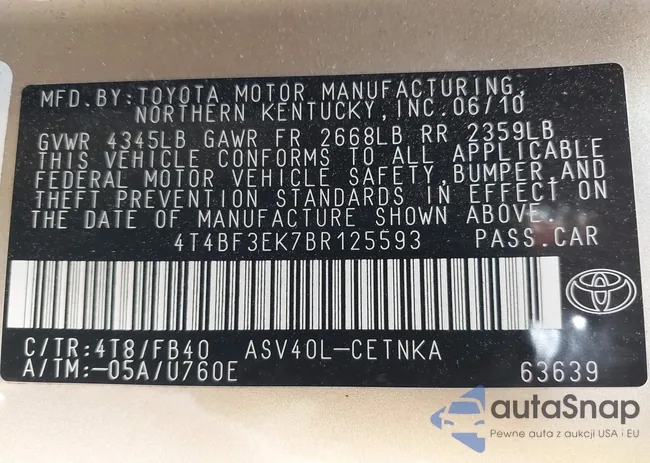 4T4BF3EK7BR125593: 40326917