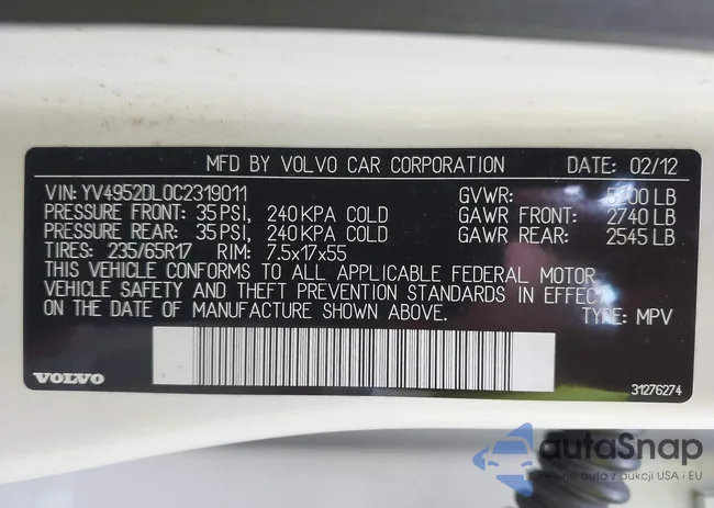 YV4952DL0C2319011: 40328141