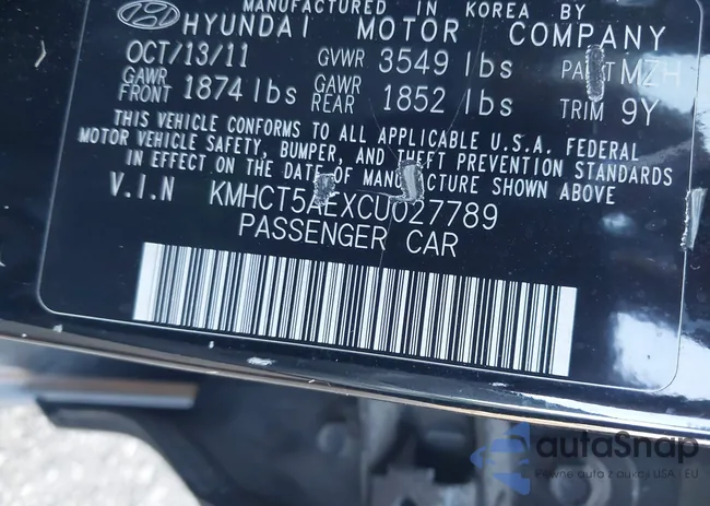 KMHCT5AEXCU027789: 40328666