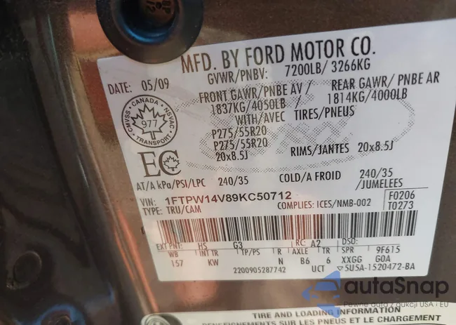 1FTPW14V89KC50712: 40331123