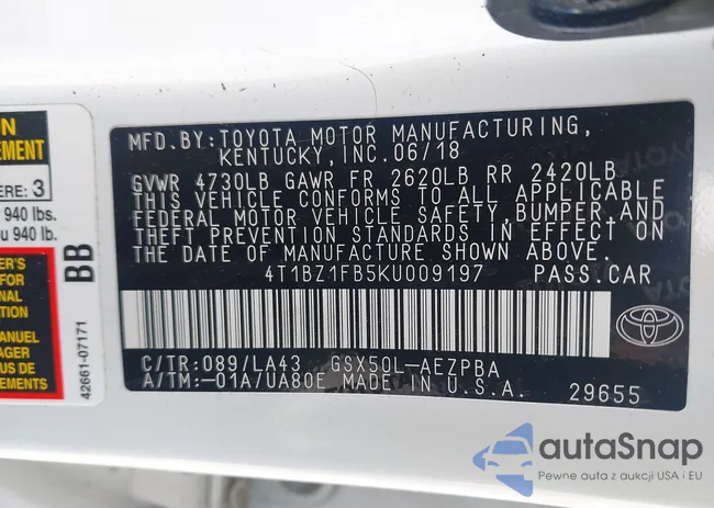 4T1BZ1FB5KU009197: 40331217