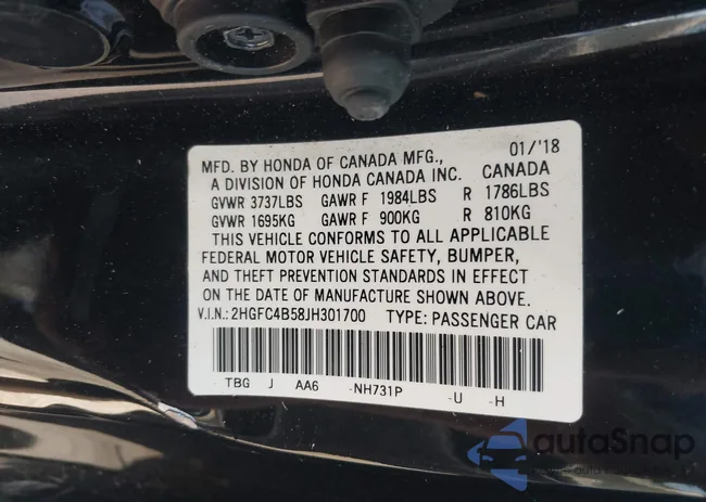 2HGFC4B58JH301700: 40332429