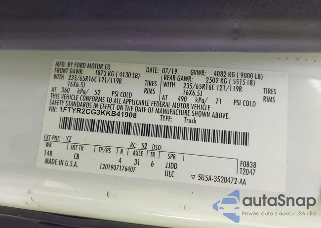 1FTYR2CG3KKB41908: 40332444