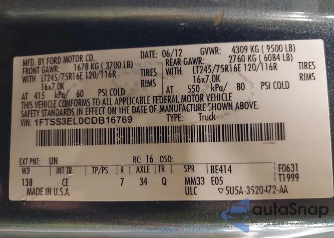 1FTSS3EL0CDB16769: 40333450